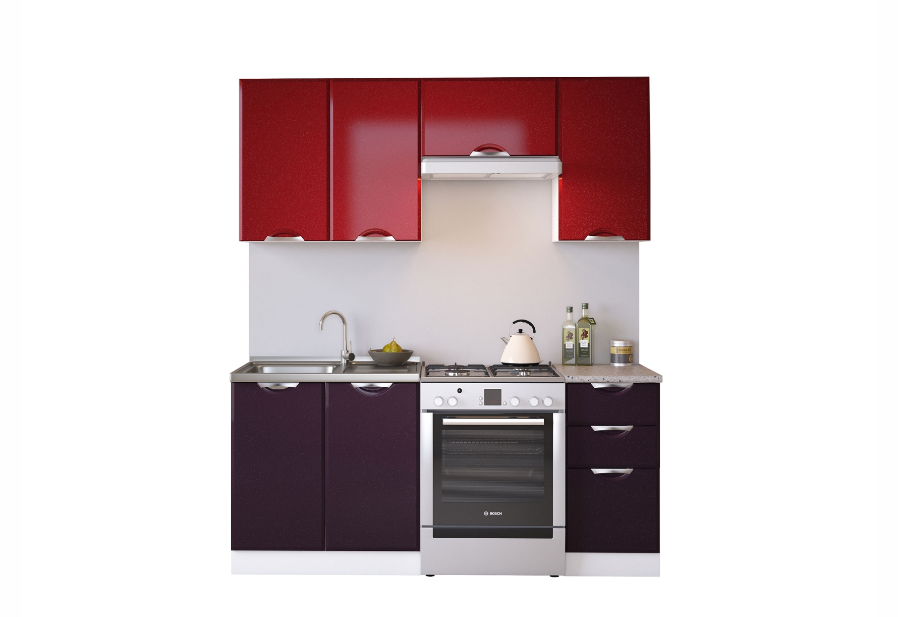 Кухонный гарнитур Равенна Вива 1,8м №1, цвет бордо/фиолет - фото 1