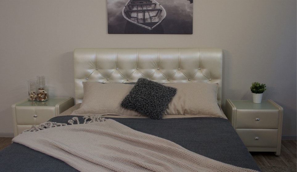Мягкая кровать Беатриче 140 Pearl shell со стразами (подъемник) - фото 3