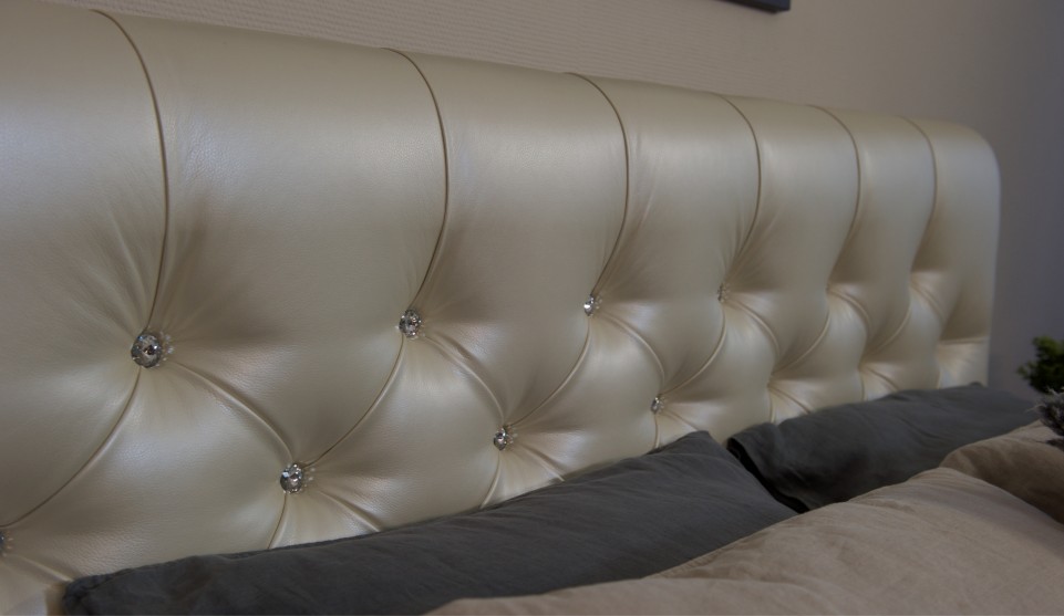 Мягкая кровать Беатриче 160 Pearl shell со стразами (подъемник) - фото 7