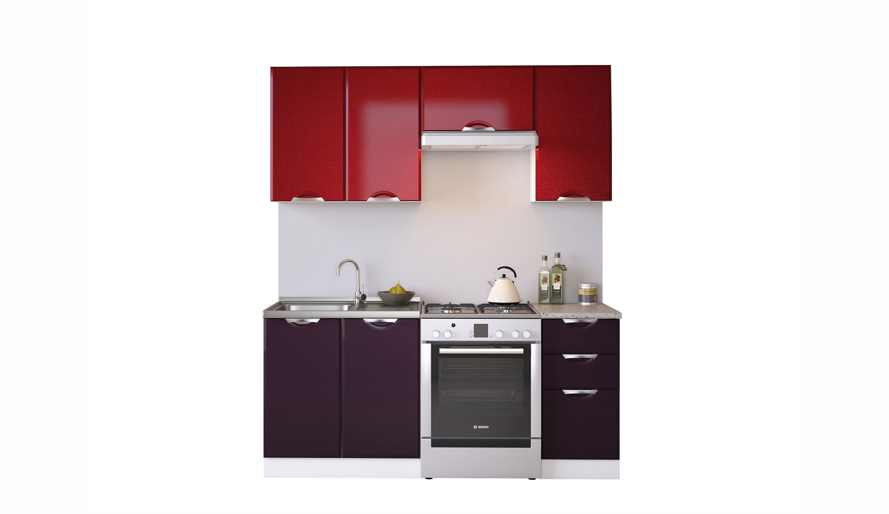 Кухонный гарнитур Равенна Вива 1,8м №1, цвет бордо/фиолет - фото 2