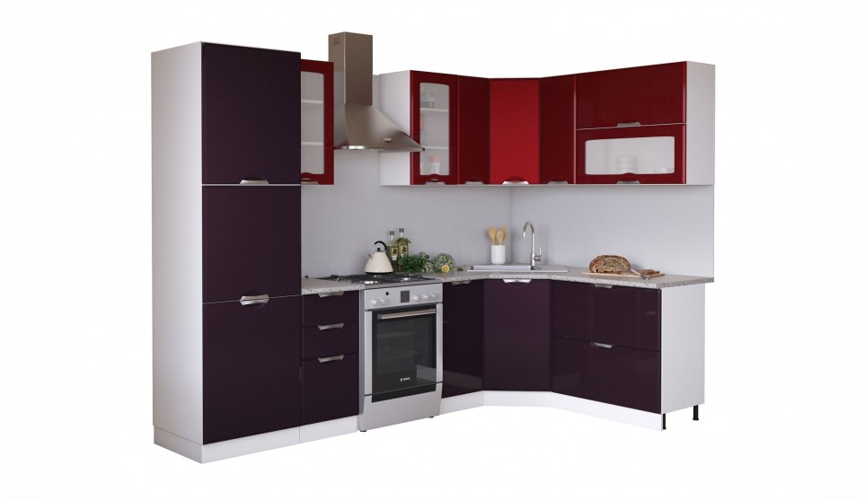 Кухонный гарнитур Равенна Вива 2,25х1,65м Бордо/фиолет - фото 1