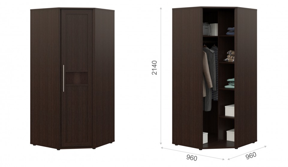 Угловой шкаф Токио (без зеркала) Венге - купить по лучшим ценам, заказатьонлайн в каталоге интернет магазина качественной мебели Мебель Шара