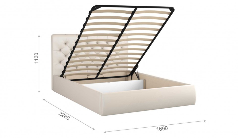 Мягкая кровать Беатриче с пуговицами 160*200 (подъемник) Pearl shell - фото 2