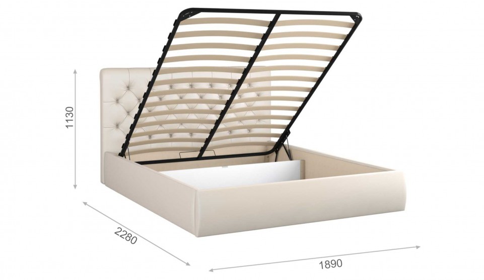 Мягкая кровать Беатриче с пуговицами 180*200 (подъемник) Pearl shell - фото 2