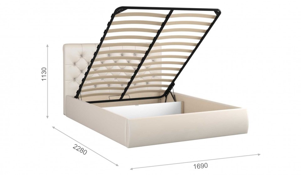 Мягкая кровать Беатриче со стразами 160*200 (подъемник) Pearl shell - фото 2