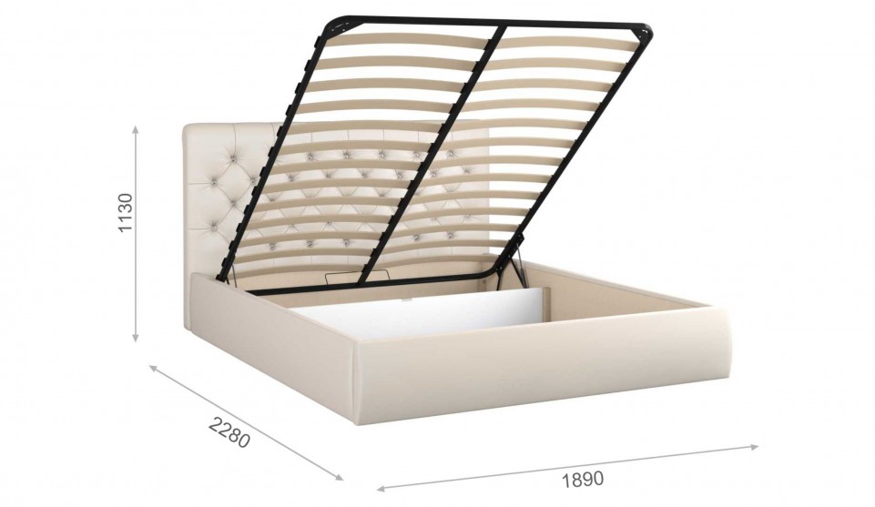 Мягкая кровать Беатриче со стразами 180*200 (подъемник) Pearl shell - фото 2