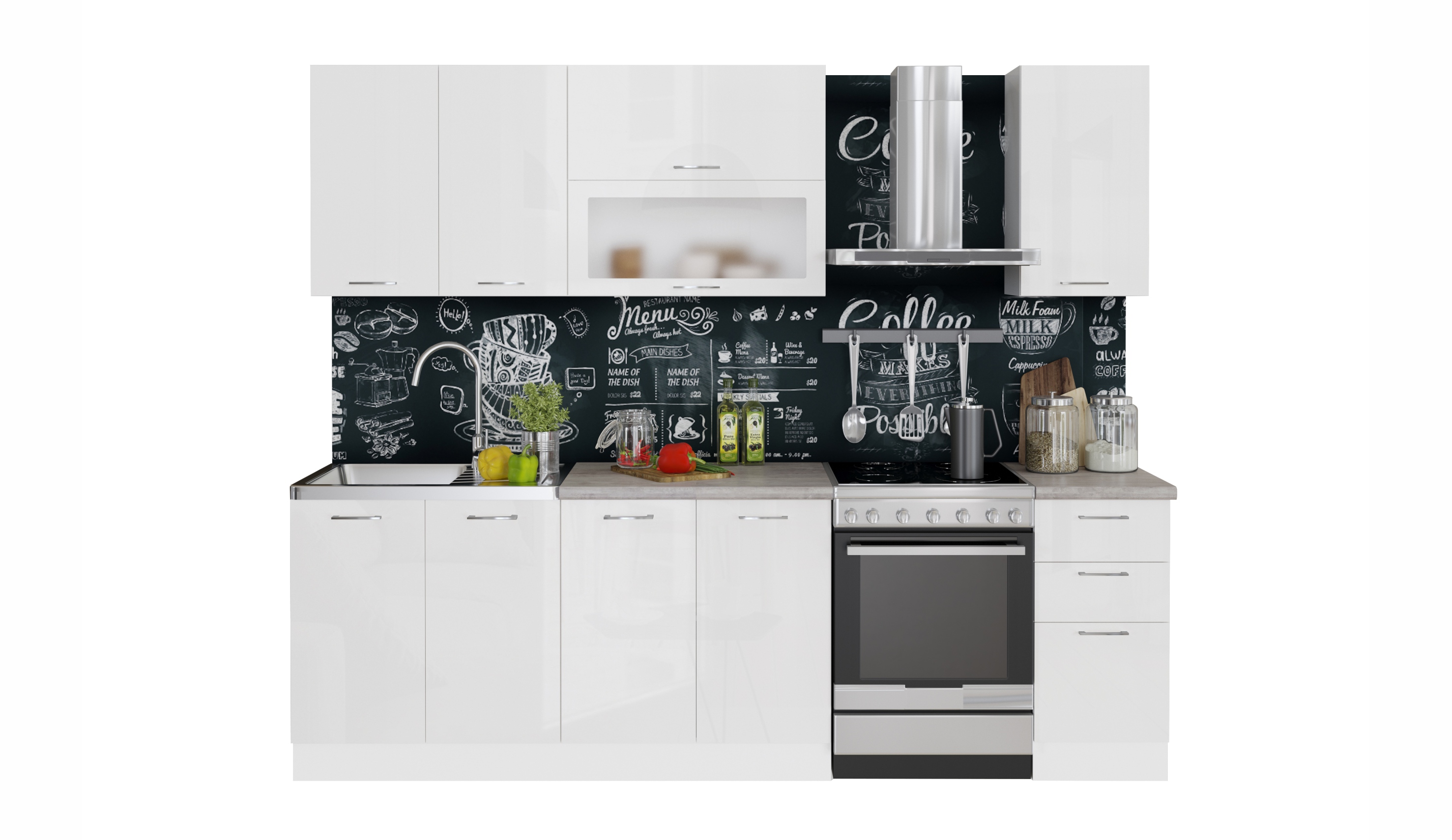 Кухонный гарнитур Равенна Шайн базовая 2,0м, цвет белый глянец - фото 2