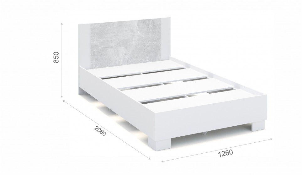 Кровать Аврора 120*200 (основание ЛДСП) Белый/ателье светлый - фото 2