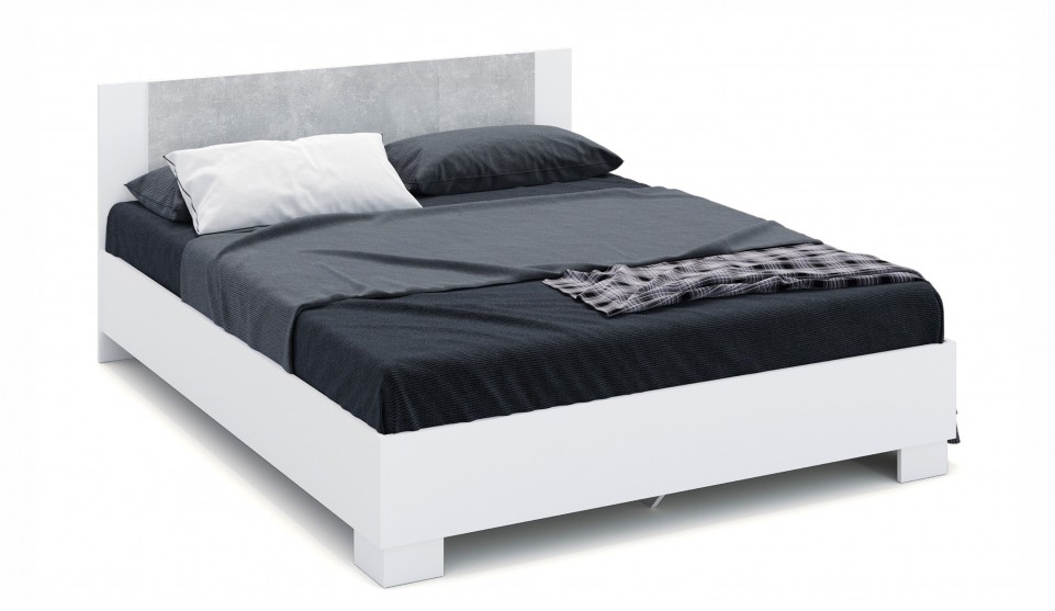 Кровать Аврора 160*200 (основание ЛДСП) Белый/ателье светлый - фото 1