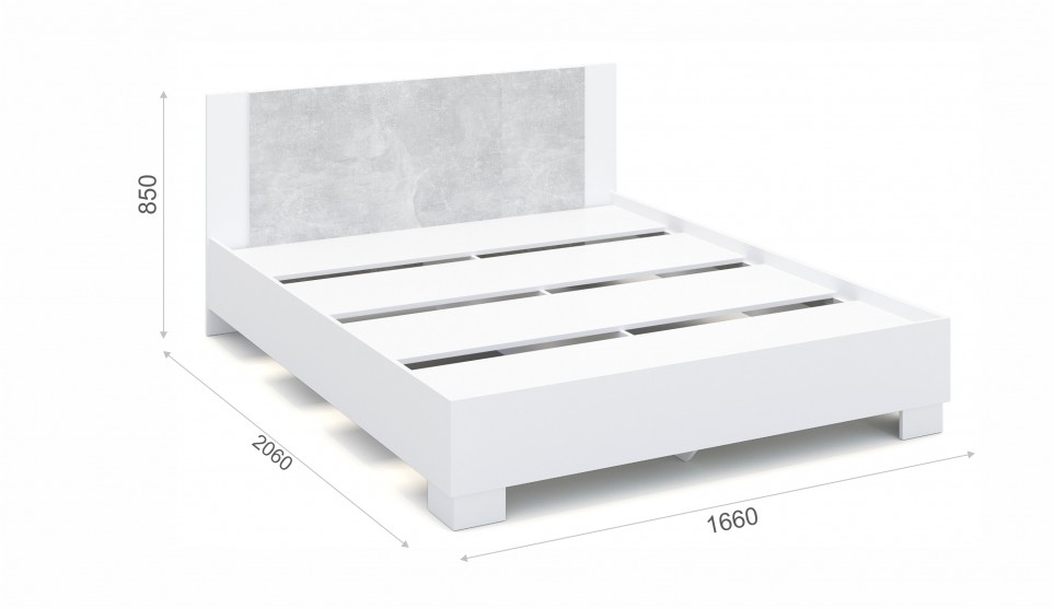 Кровать Аврора 160*200 (основание ЛДСП) Белый/ателье светлый - фото 2