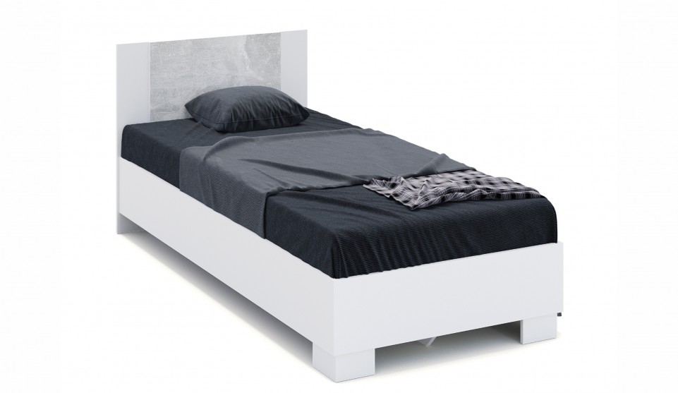 Кровать Аврора 90*200 (основание ЛДСП) Белый/ателье светлый - фото 1
