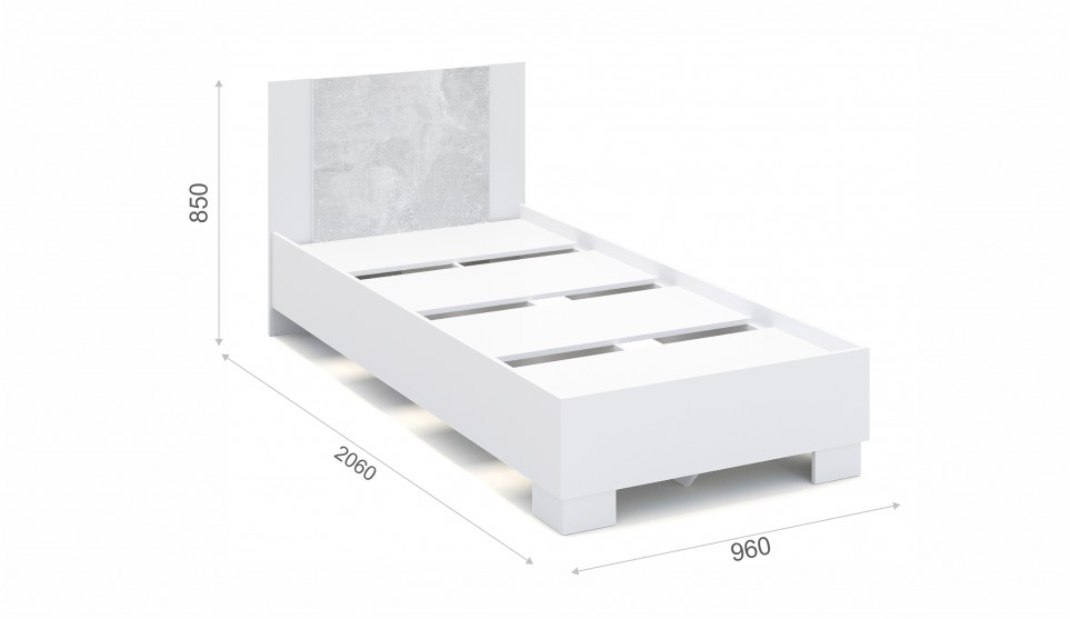 Кровать Аврора 90*200 (основание ЛДСП) Белый/ателье светлый - фото 2