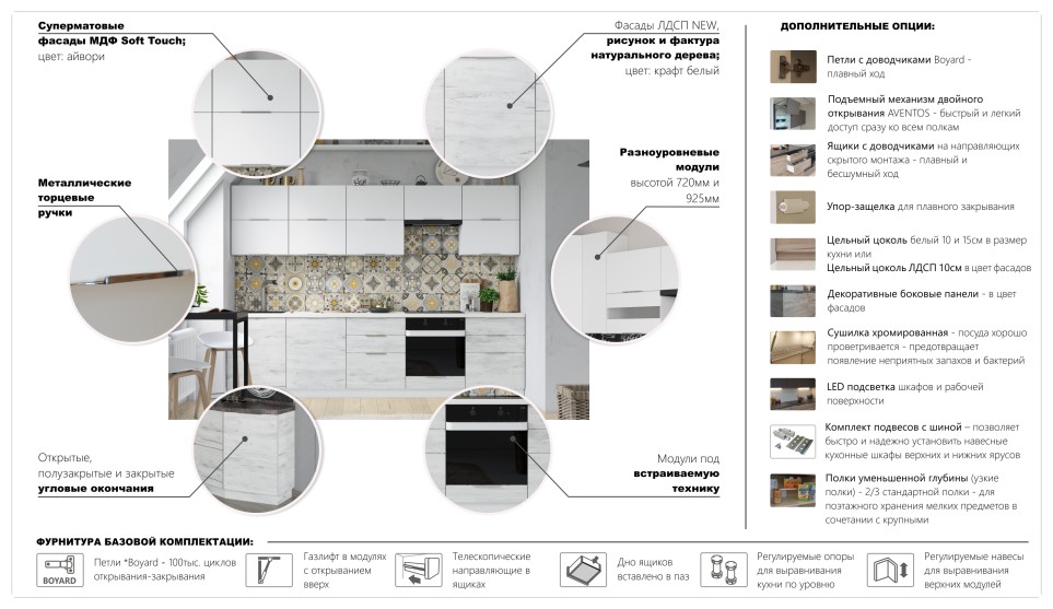 Модульная кухня Равенна Тренд Софт  Айвори/мокко серый - фото 2