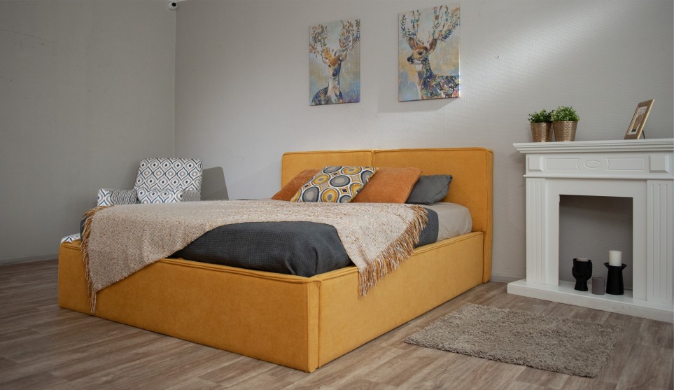 Мягкая кровать Фернандо 160 Antonio yellow (подъемник) - фото 5