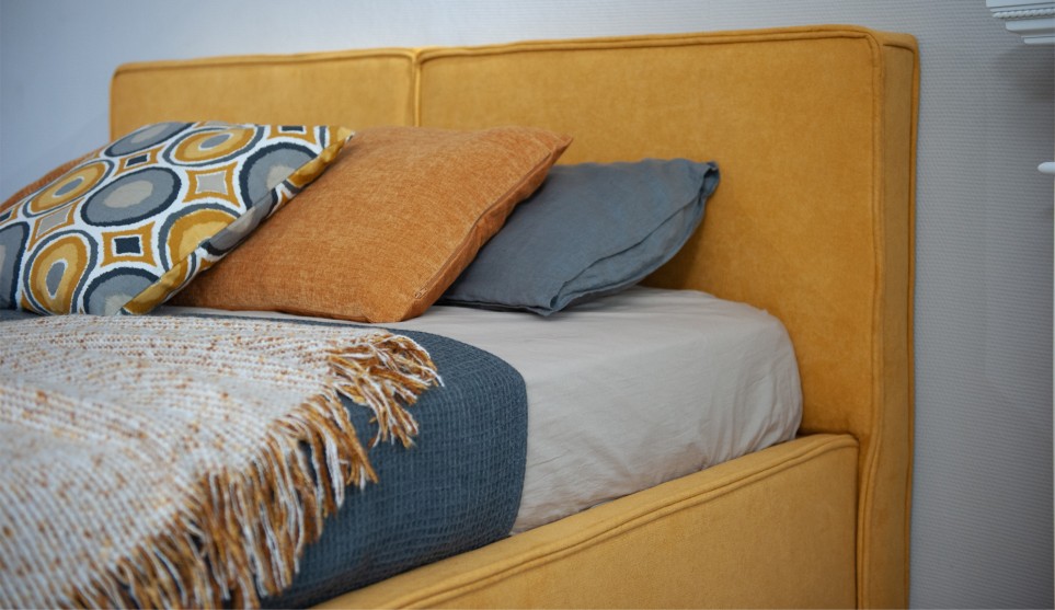 Мягкая кровать Фернандо 160 Antonio yellow (подъемник) - фото 6