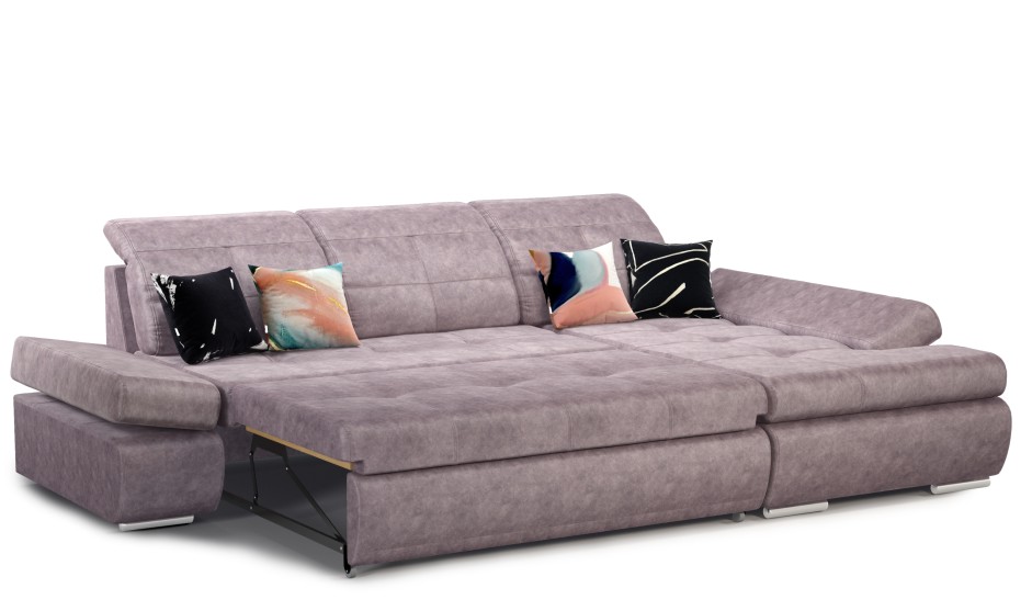 Угловой диван без подушек на спинке со спальным местом