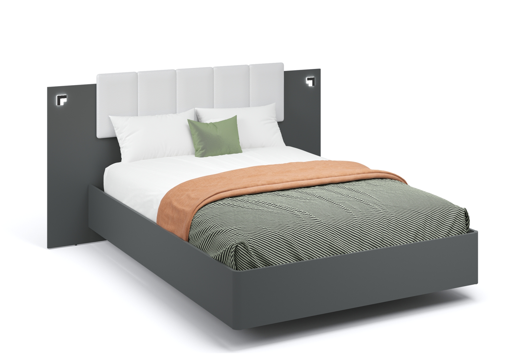 Кровать Мишель МИ 140 без ламелей, цвет антрацит - фото 1