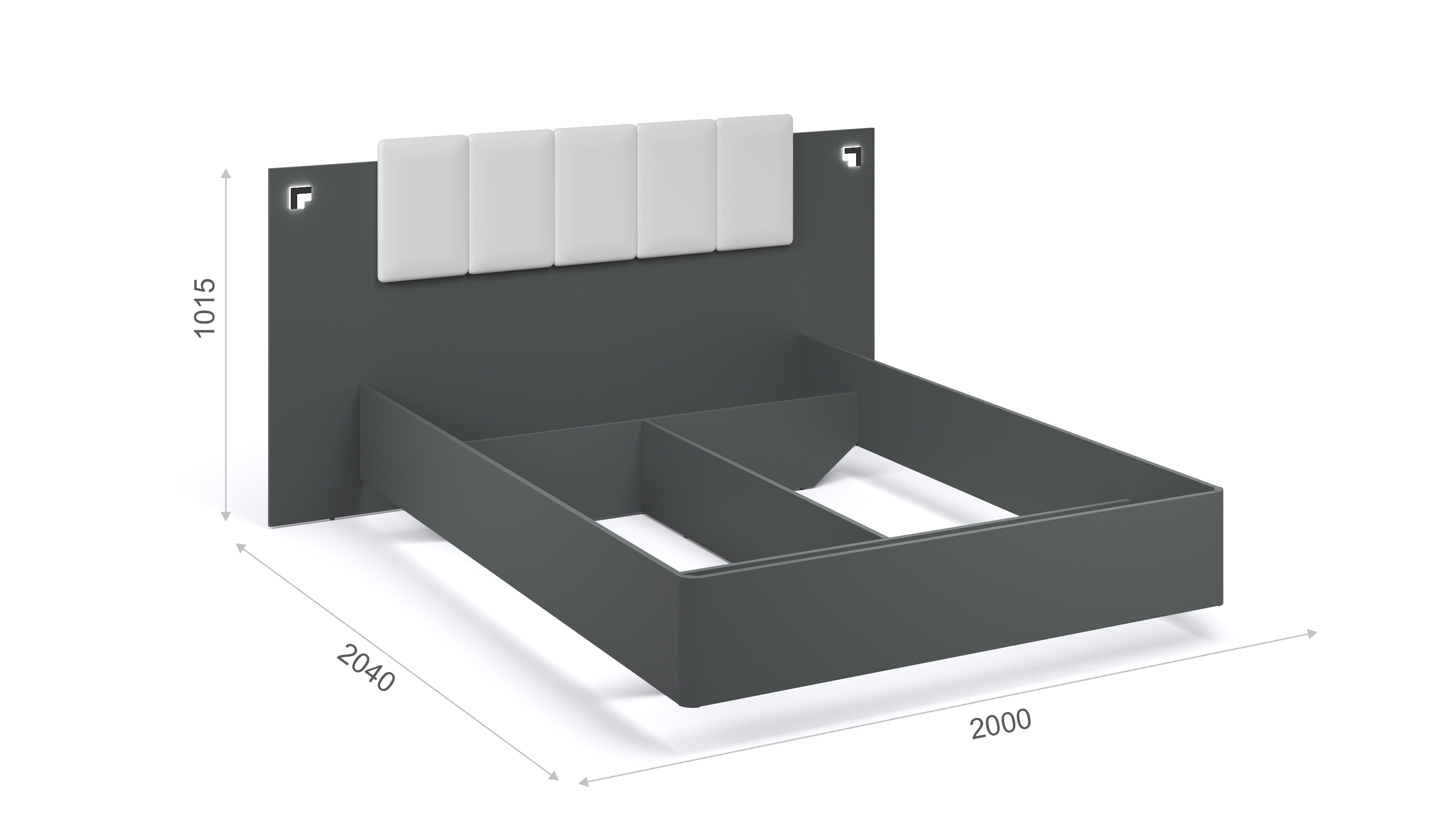 Кровать Мишель МИ 140 без ламелей, цвет антрацит - фото 3