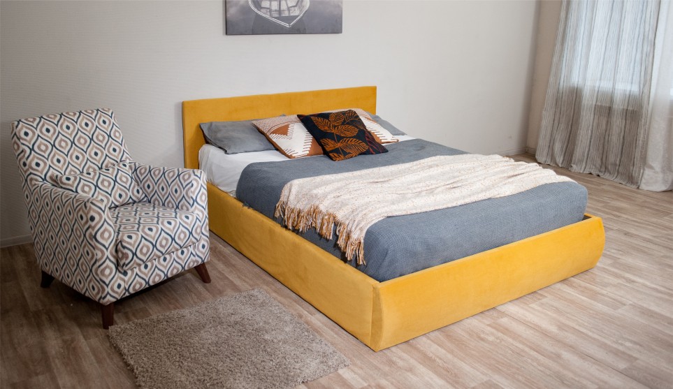 Мягкая кровать Верона 140*200 (подъемник) Bingo mustard - фото 5
