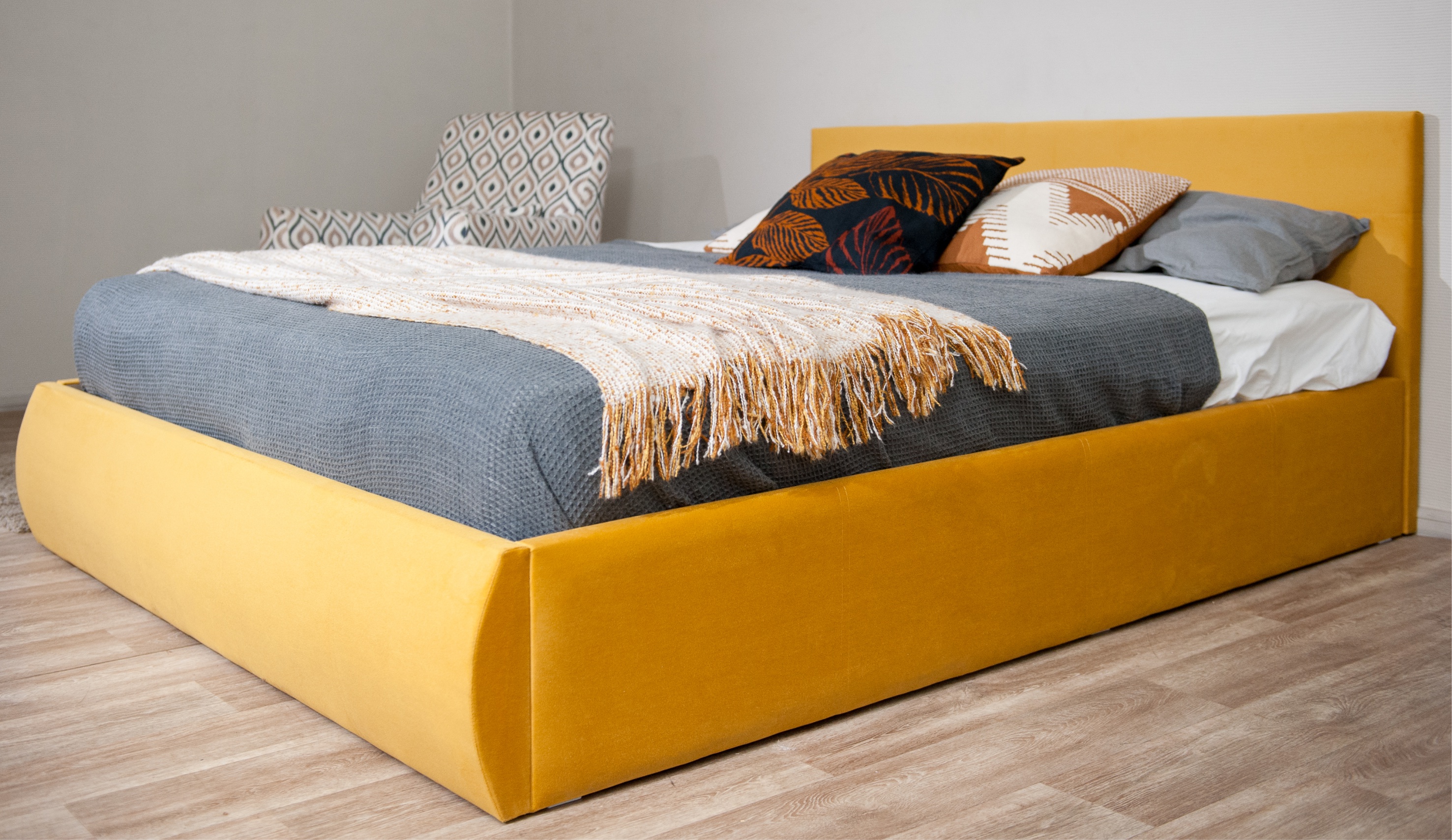 Мягкая кровать Верона 160, цвет bingo mustard (подъемник) - фото 9