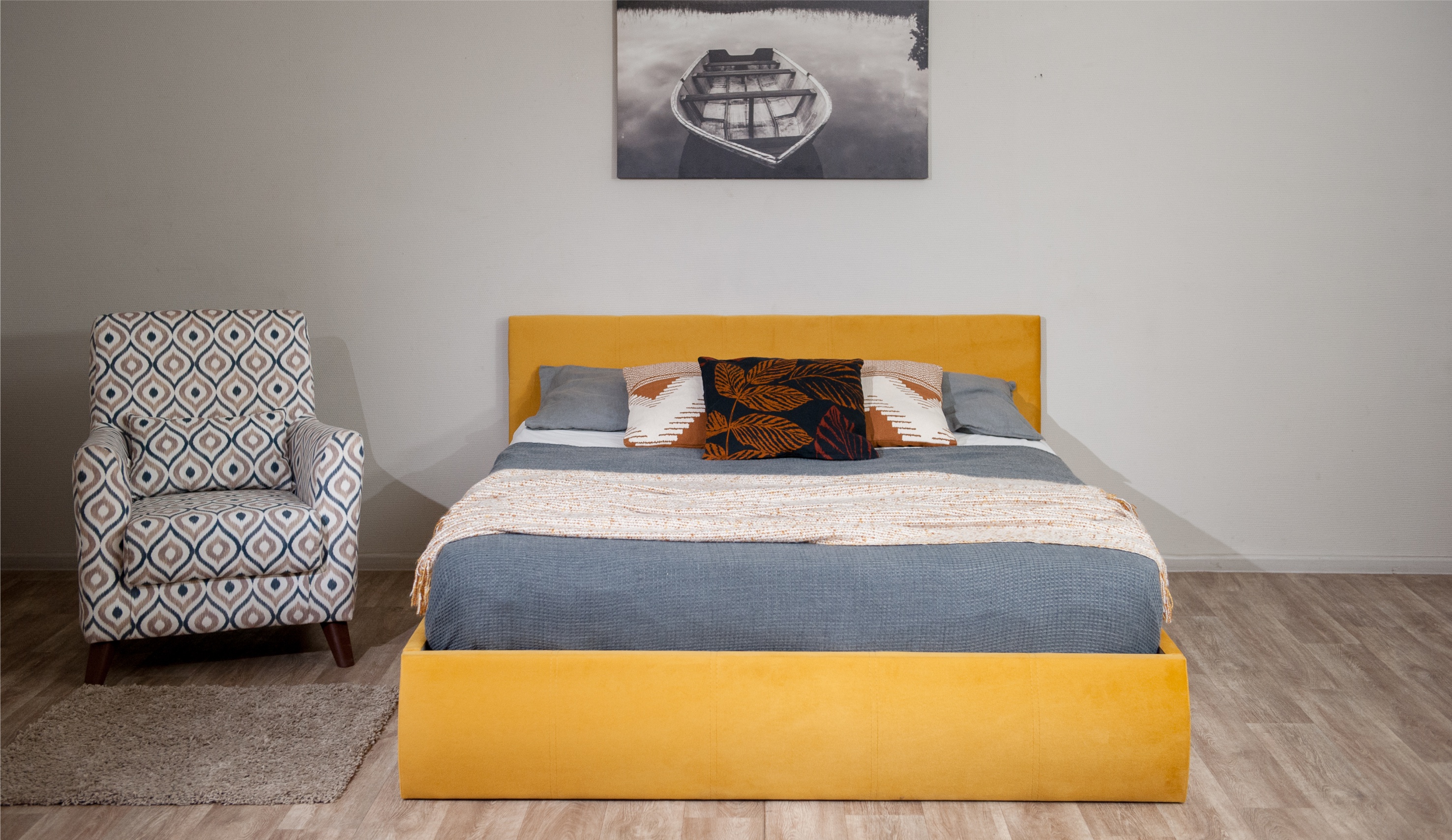 Мягкая кровать Верона 160, цвет bingo mustard (подъемник) - фото 8