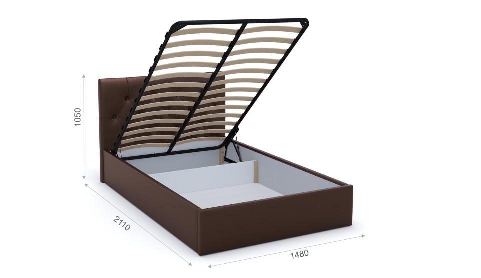 Мягкая кровать Женева 140 Dark brown с пуговицами (подъемник) - фото 3