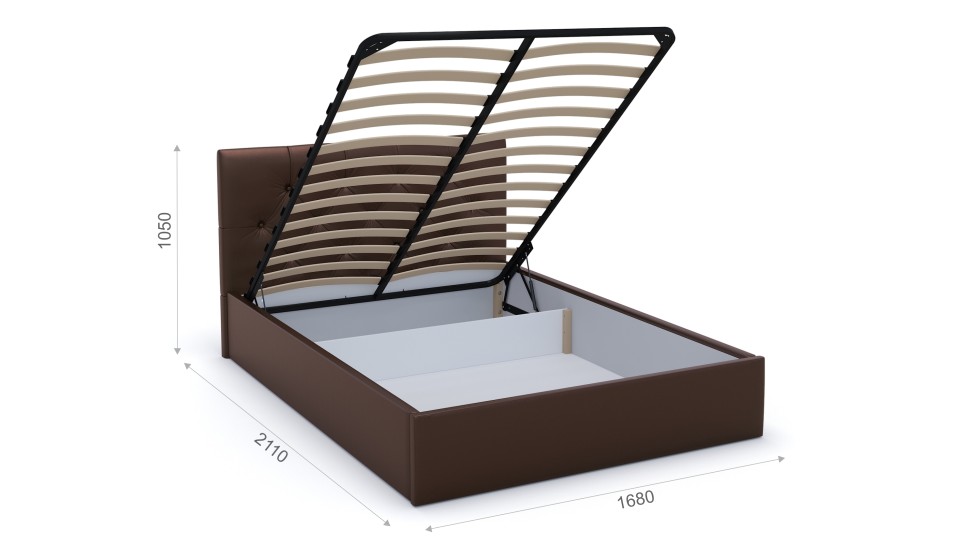 Мягкая кровать Женева 160 Dark brown с пуговицами (подъемник) - фото 3