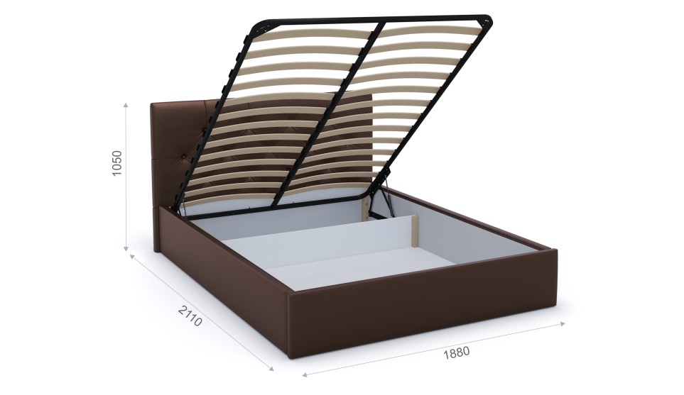 Мягкая кровать Женева 180 Dark brown с пуговицами (подъемник) - фото 3