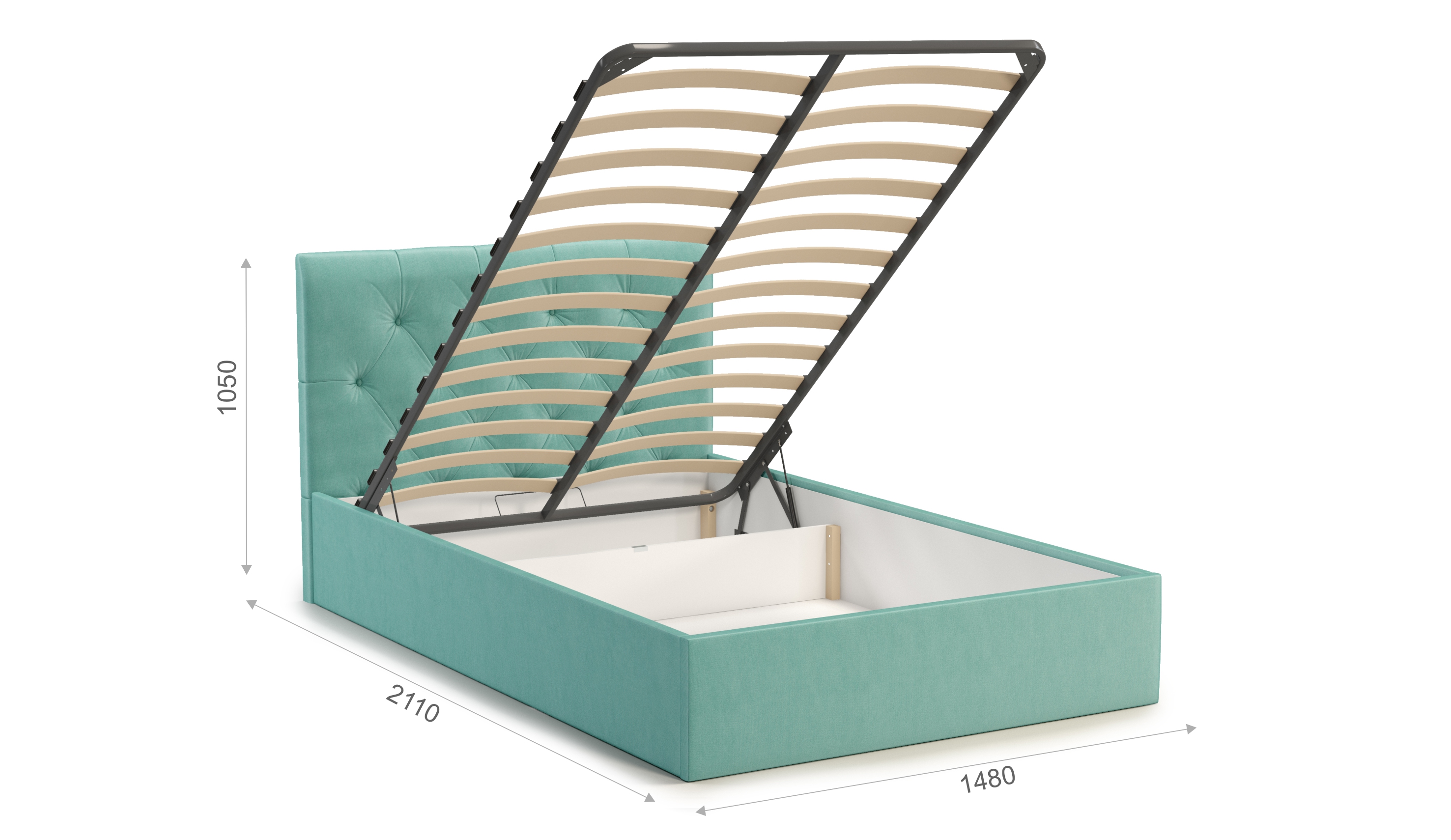 Мягкая кровать Женева 140, цвет bingo mint c пуговицами (подъемник) - фото 5