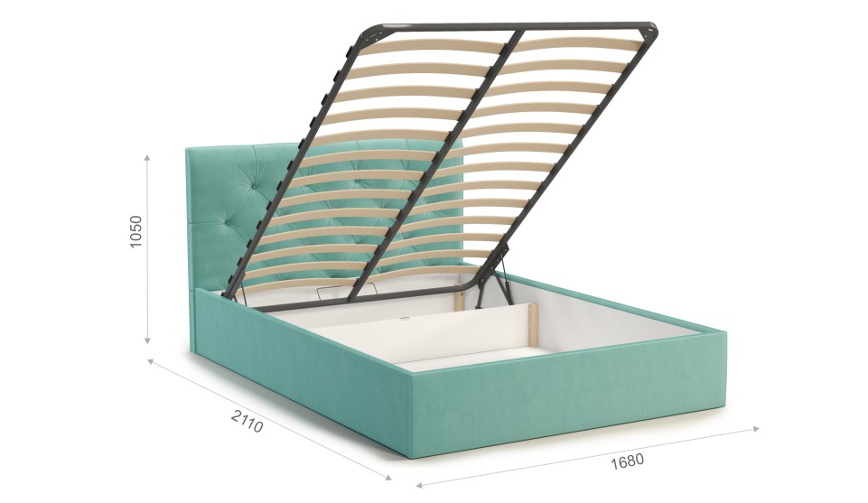 Мягкая кровать Женева с пуговицами 160*200 (подъемник) Bingo mint - фото 4