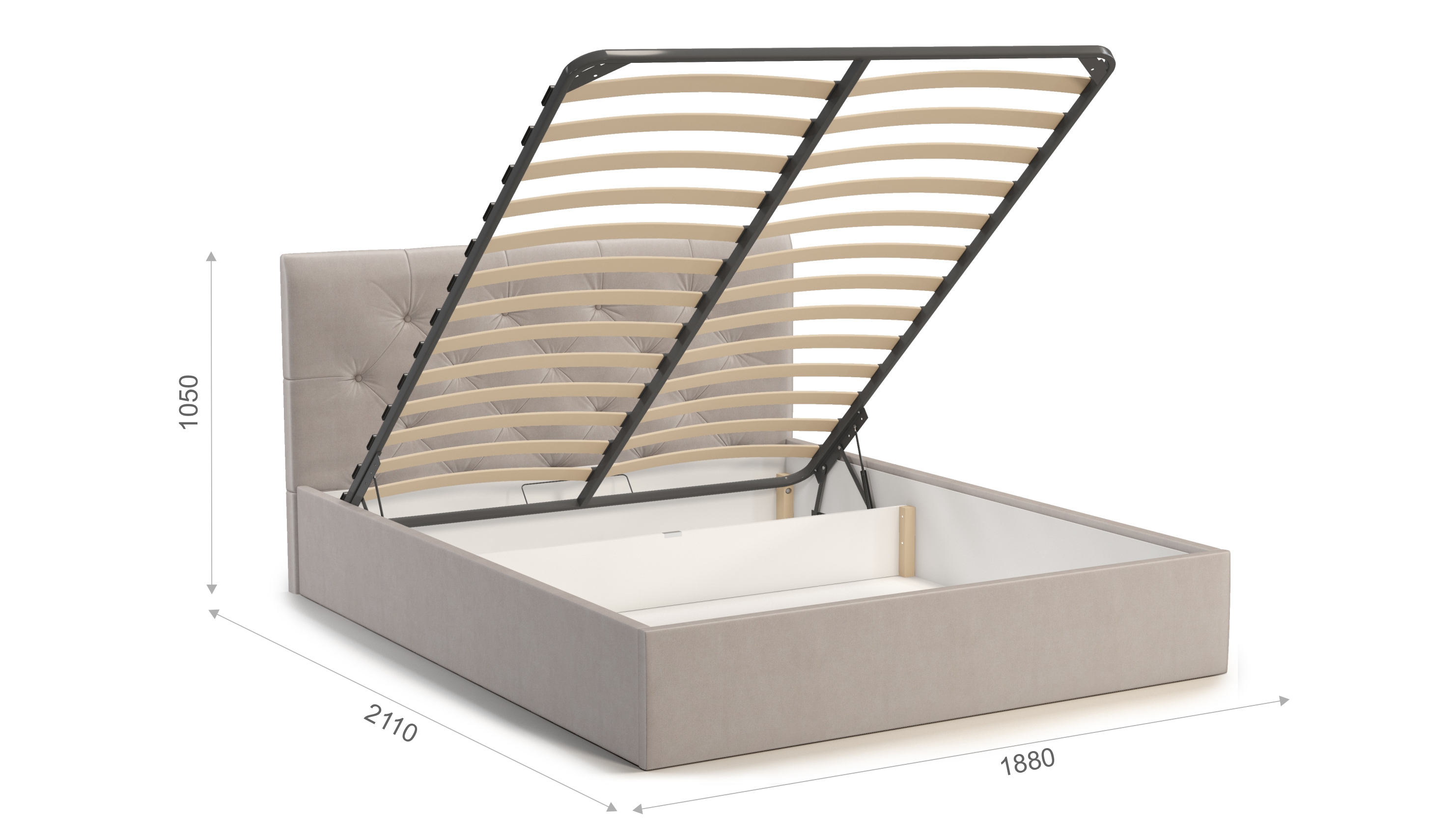 Мягкая кровать Женева с пуговицами 180*200 (подъемник), цвет bingo pebble - фото 5
