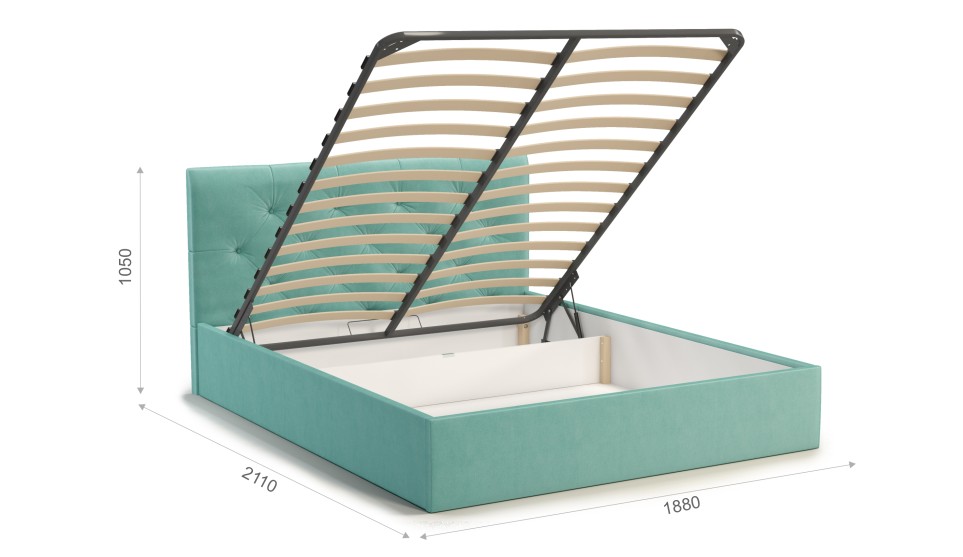 Мягкая кровать Женева 180 Bingo mint c пуговицами (подъемник) - фото 4