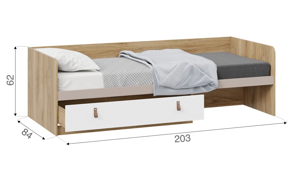 Кровать для детской Марвин с 1 ящ. 80*200 Глиняный серый/Белый/Яблоня Беллуно - фото 2
