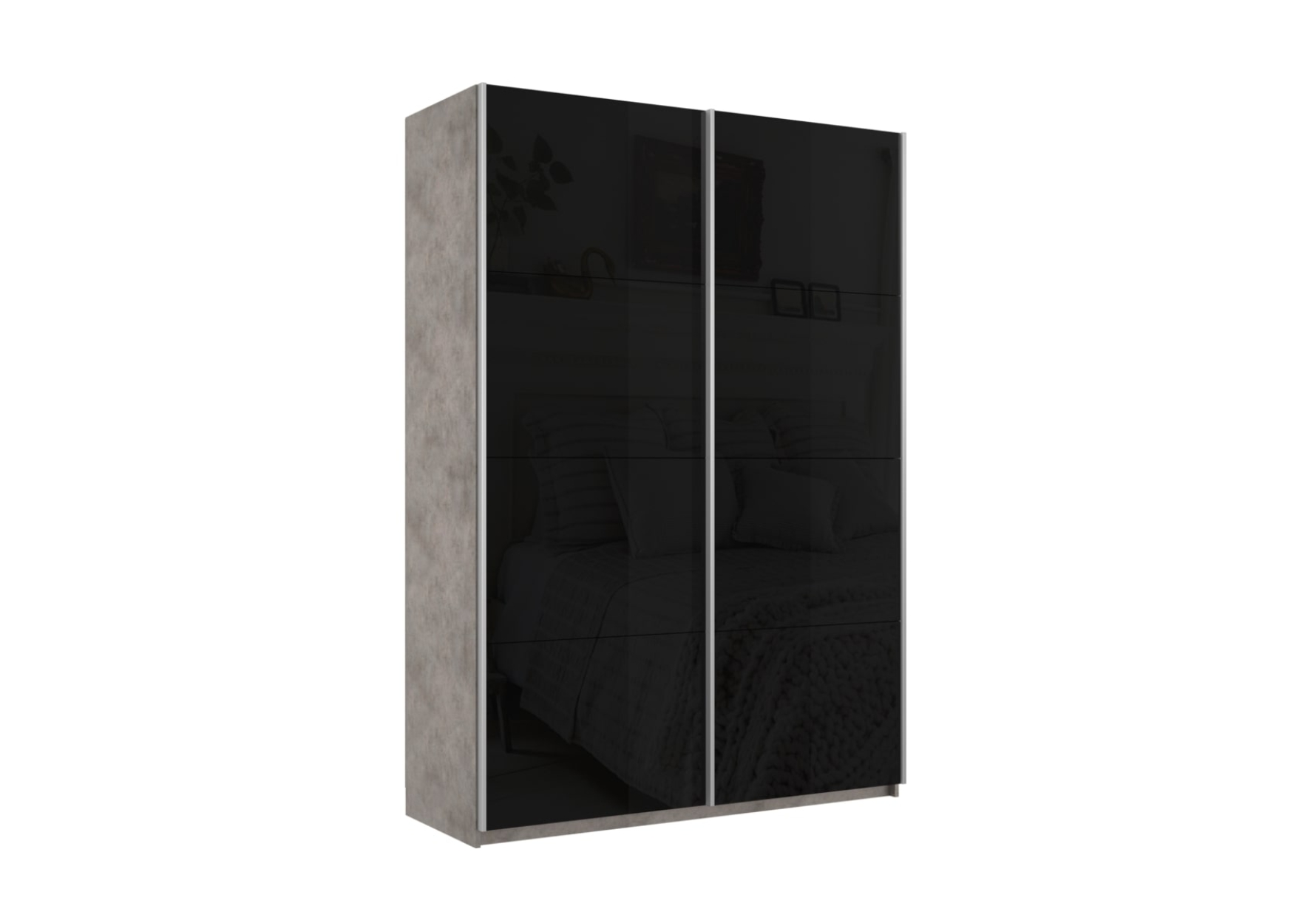 Шкаф-купе Прайм 1200, цвет бетон/черное стекло - фото 1