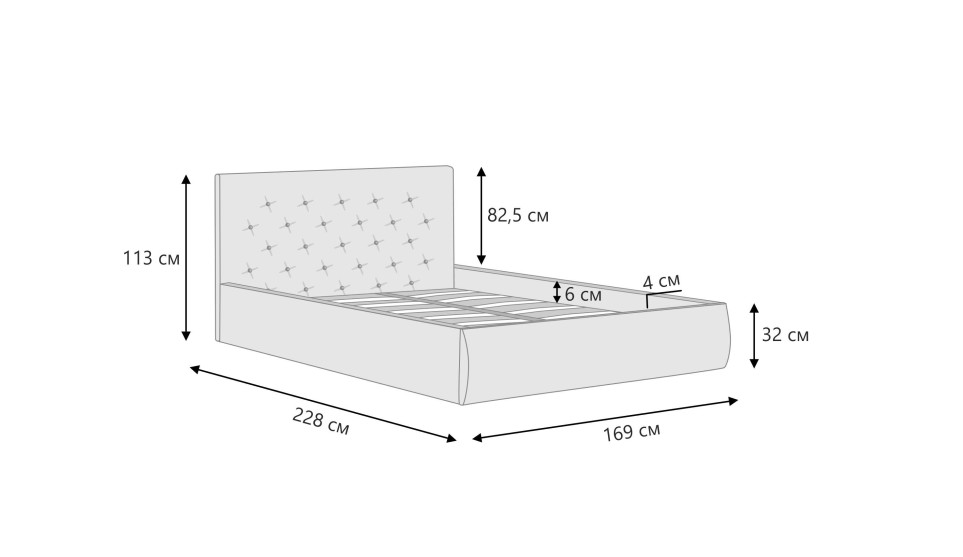 Мягкая кровать Беатриче 160 Lecco vision с пуговицами (подъемник) - фото 3