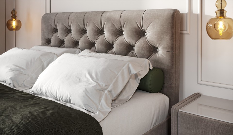 Мягкая кровать Беатриче со стразами 160*200 (подъемник) Lecco vision - фото 2