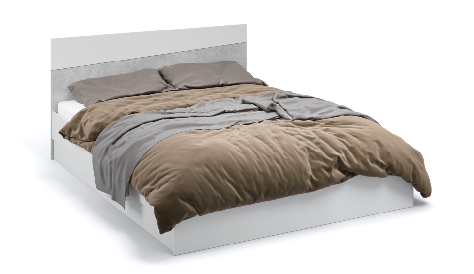 Кровать Антария 160*200 (основание ЛДСП) Белый/ателье светлый - фото 1
