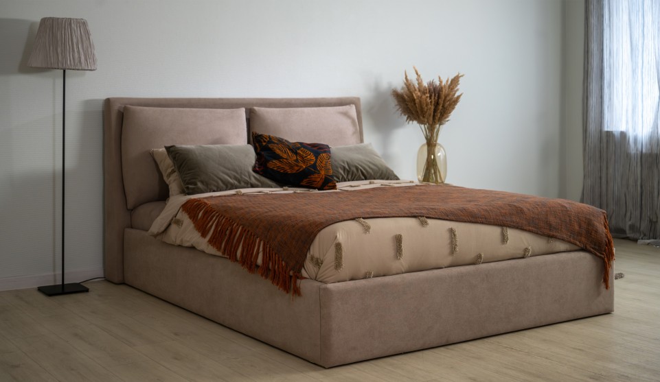 Мягкая кровать Эмилия 160 Antonio/sand (подъемник) - фото 7