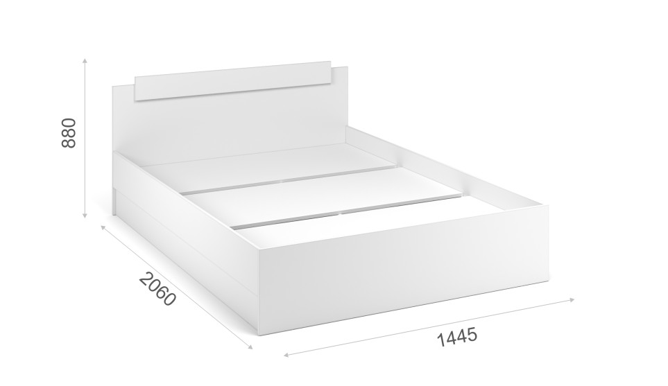 Кровать Чикаго вайт 140*200 (основание ЛДСП) Белый - фото 2