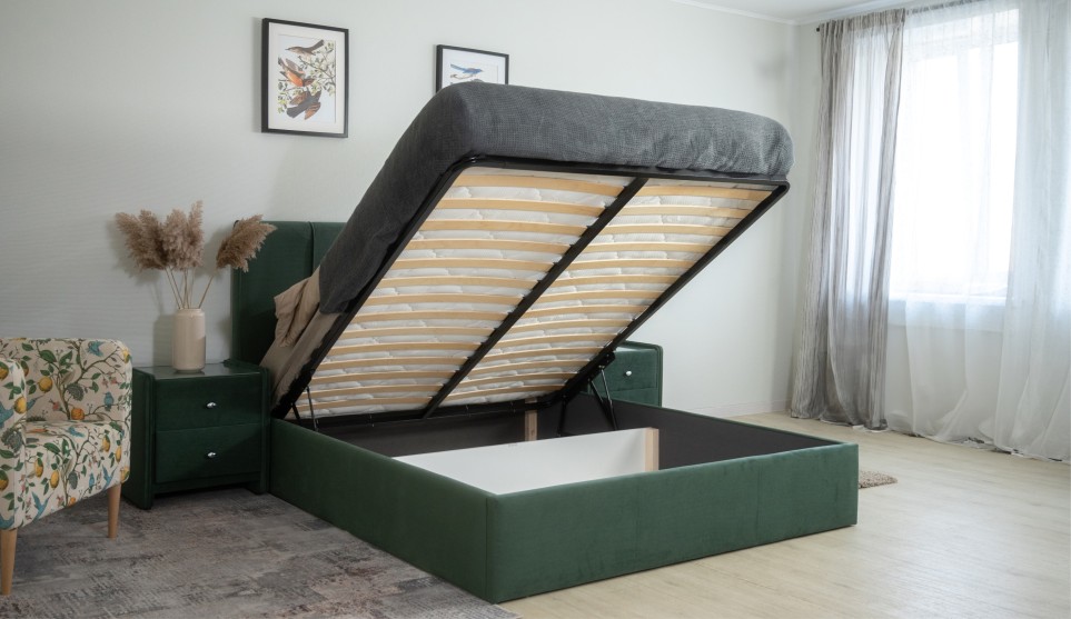 Мягкая кровать Джессика 160 Amigo green  (подъемник) - фото 14